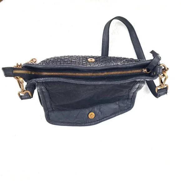Vintage Valentina Black Woven Leather Dual Strap Handbag with Chain Details - Picture 12 of 12